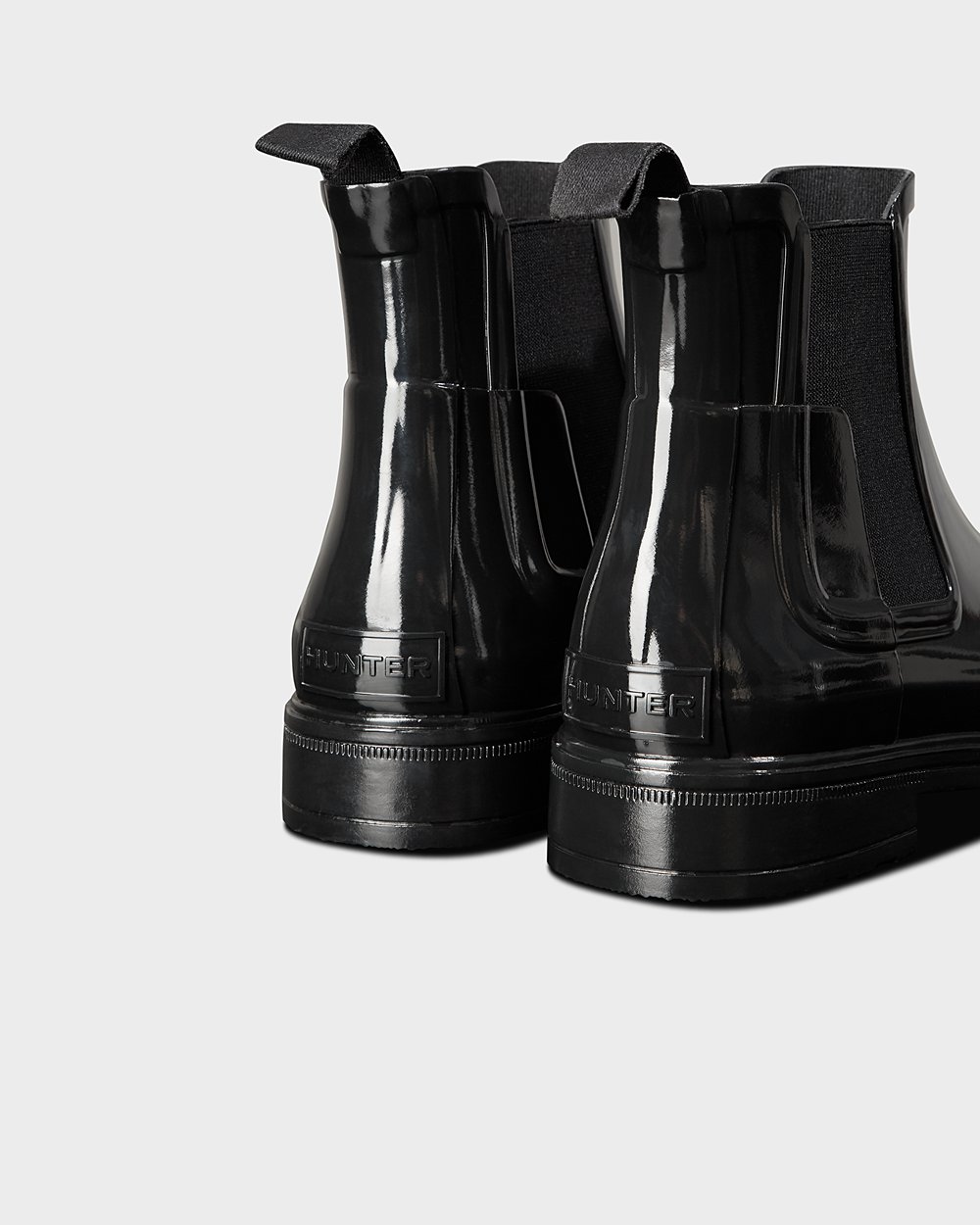 Hunter Chelsea Støvler Herre Sort | Refined Slim Fit Gloss | CUXVR-4728